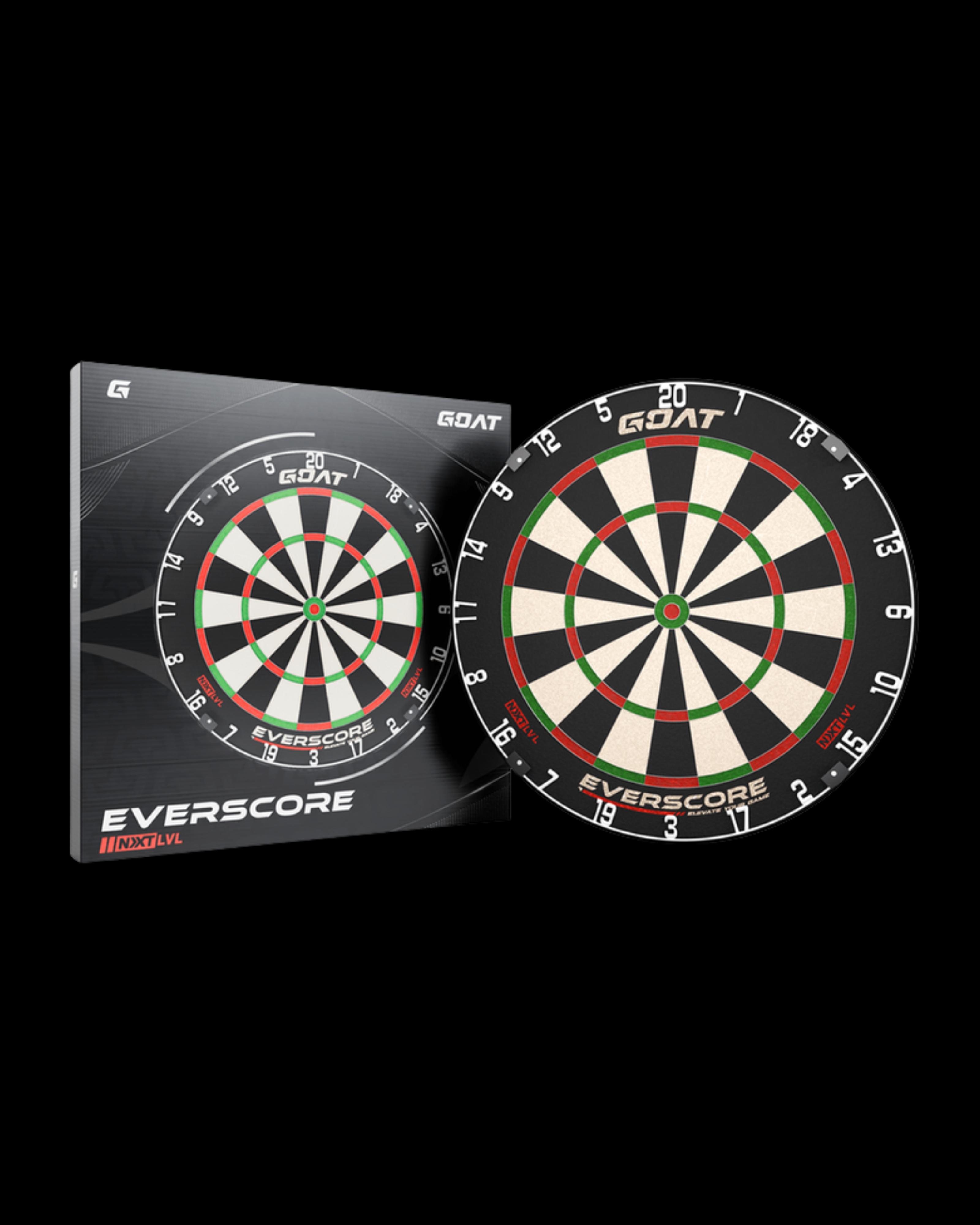 GOAT - Everscore NXT LVL, Madagascar Sisal Dartboard, Zweifellos, Selbstheilend & Minimiert Abpraller, Incl. Accessory Kit Steeltip 90 Stücks